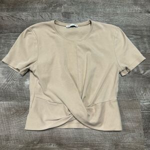 Zara Front Twist Crop Top Shirt Size Large